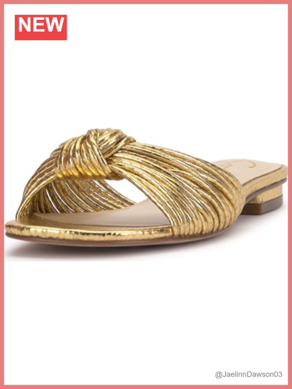 Women's Dydra Knotted Flat Sandal Faux Leather Gold Slide Heel